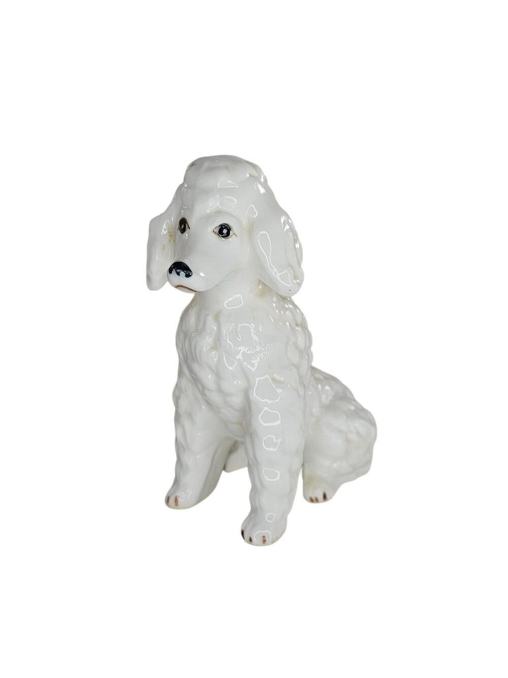 Vintage White Poodle Figurine Sitting Bone China